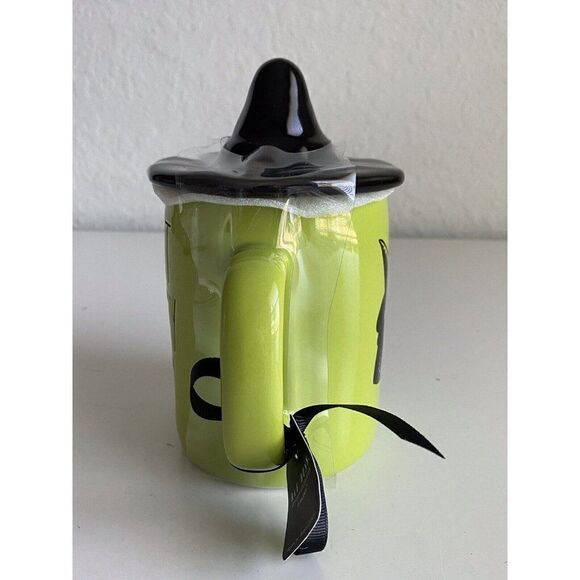 Rae Dunn Wizard of Oz Coffee Mug Green Wicked Witch Hat Topper Get You My Pretty - Picture 8 of 9